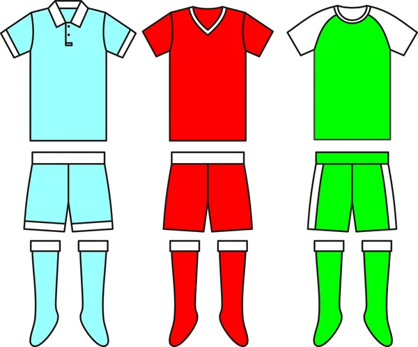 Verschillende voetbal voetbal uniformen. vector — Stockvector