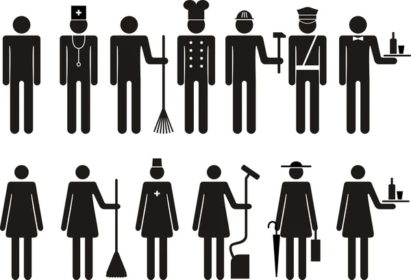 Conjunto de iconos de la figura personas ocupación laboral — Archivo Imágenes Vectoriales