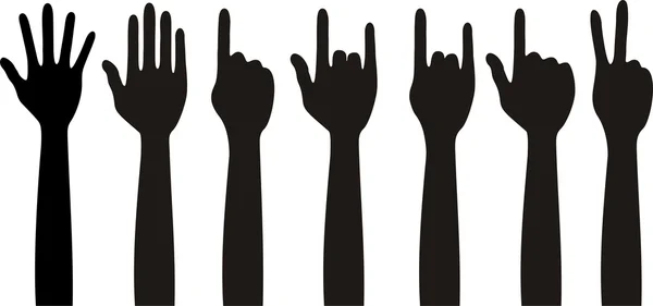 Mãos, gestos, sinais e sinais humanos diferentes — Vetor de Stock