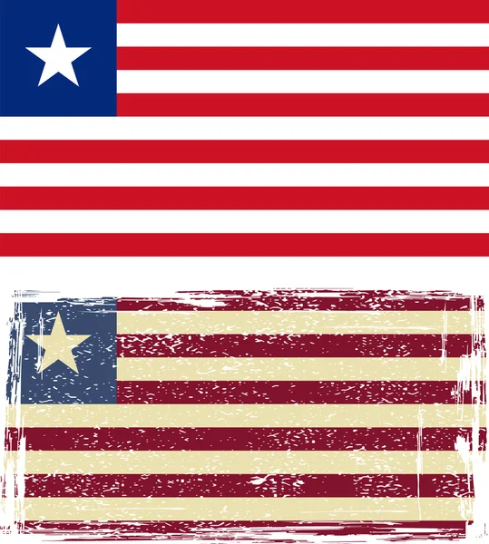 Bandeira grunge liberiana. Ilustração vetorial — Vetor de Stock