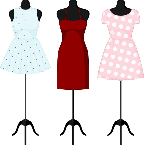 Different dresses on a mannequin. Vector — Stock Vector