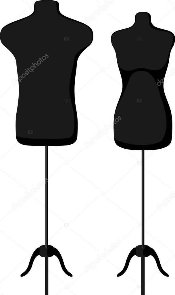 Male and female empty mannequin torso template