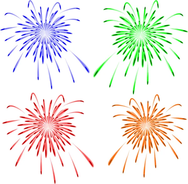 Brightly colorful vector fireworks. Vector — Stock Vector