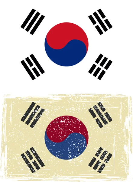 Bandera grunge surcoreana. Vector — Archivo Imágenes Vectoriales