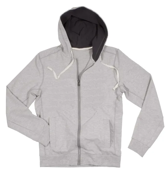 Grijze hoodie ontwerp voorzijde geïsoleerd op wit — Stockfoto