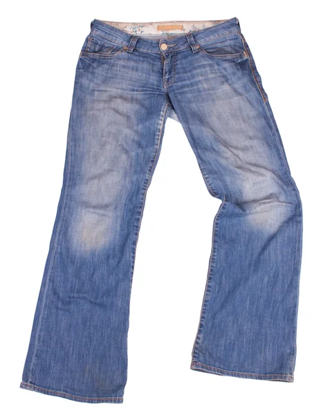 Flared blue jeans isolated on white background — Stock Photo, Image