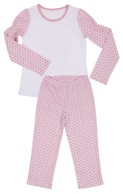pembe çocuk kızlar pijama set üzerinde beyaz izole