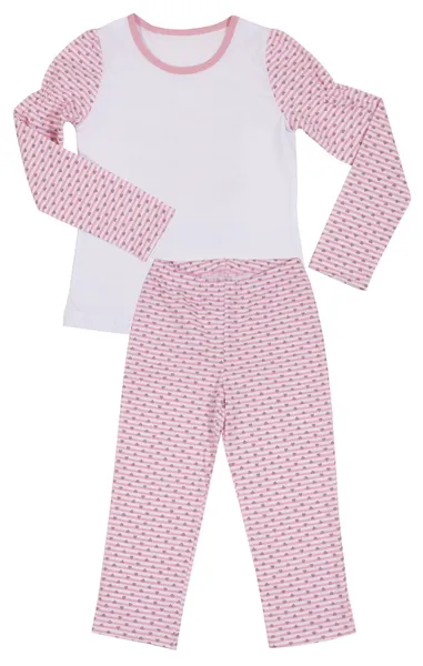 Dzieci różowy dziewcząt piżamy zestaw na białym tle — Zdjęcie stockowe