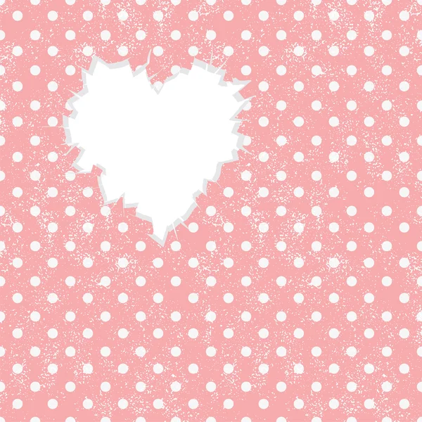 Hole in heart shape on Polka dot background — Stock Vector