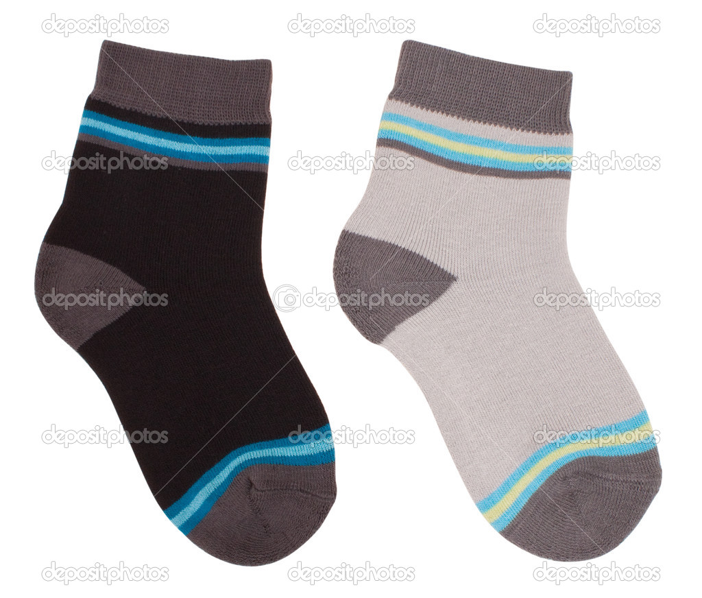 Child socks isolated on white. Clipping paths
