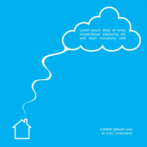 Plantilla de póster de casa y nube. Vector — Vector de stock