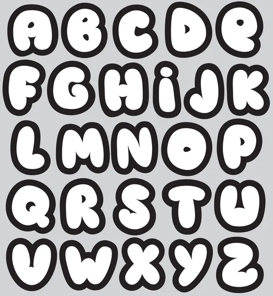 Graffiti font alfabet forskellige bogstaver. Vektor – Stock-vektor