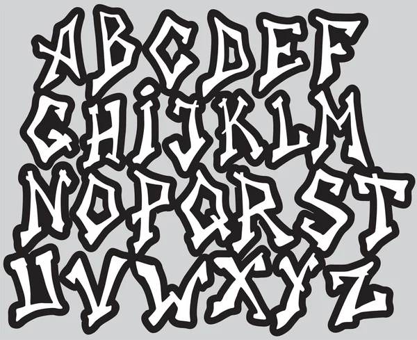 Graffiti font alphabet different letters. Vector — Stock Vector