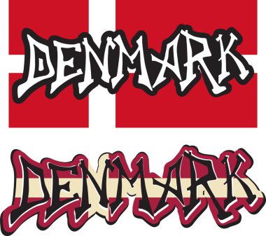Danimarka sözcük grafiti farklı stil. vektör