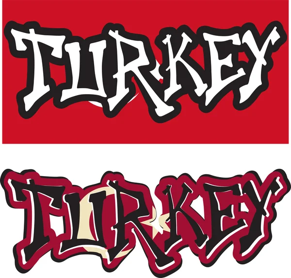 Turquía palabra graffiti estilo diferente. Vector — Vector de stock