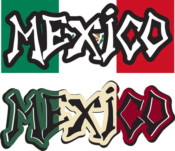 México palavra grafite estilo diferente. Vetor — Vetor de Stock