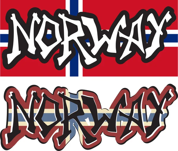 Norvegia parola graffiti stile diverso. Vettore — Vettoriale Stock