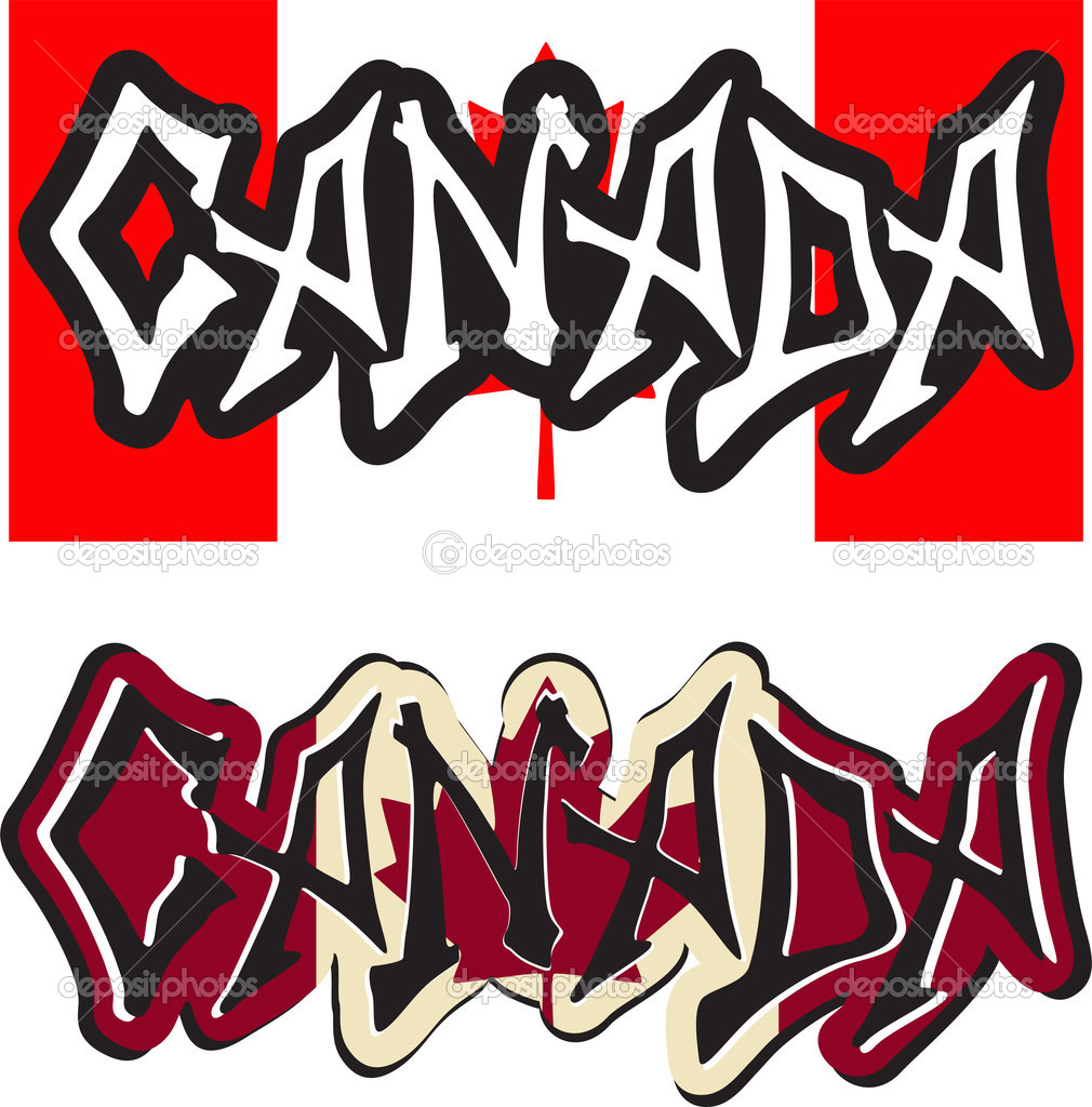 Canadá palabra graffiti diverso estilo. Vector — Archivo Imágenes