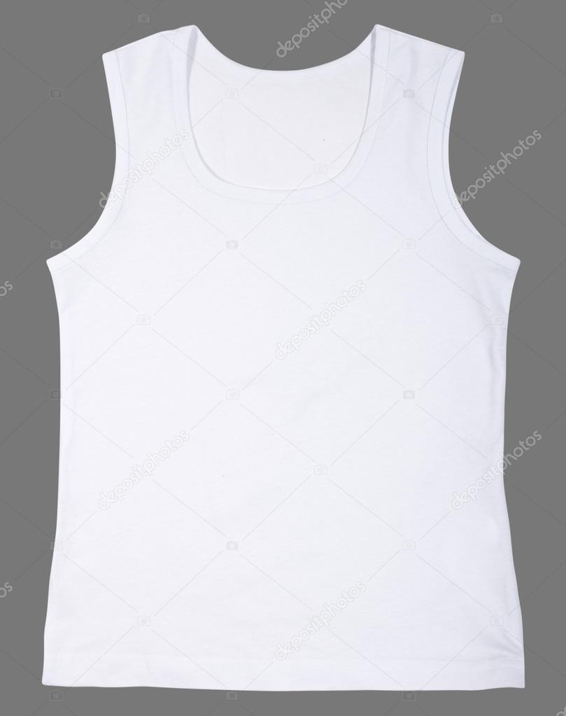 Sleeveless unisex shirt isolated on gray