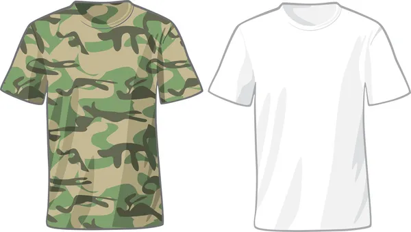 Camisas Masculinas Branco e Militar modelo —  Vetores de Stock