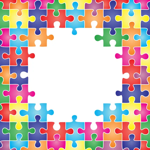 Cornice colorata composta da pezzi puzzle. Vettore — Vettoriale Stock