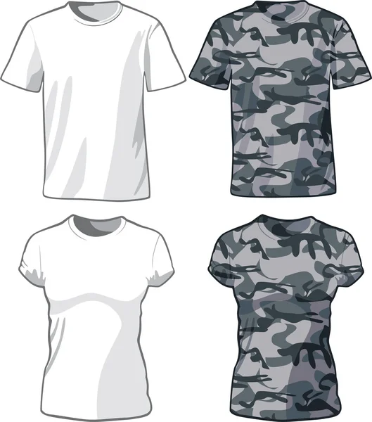 Vit och militära skjortor mall. vektor — Stock vektor