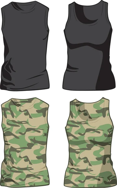 Modelo de camisas pretas e militares. Vetor — Vetor de Stock