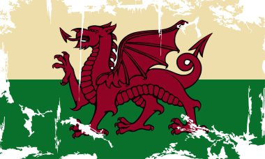 Grunge bayrak wales. vektör çizim