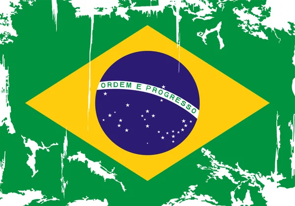 Brasilianische Grunge-Flagge. Vektorillustration — Stockvektor
