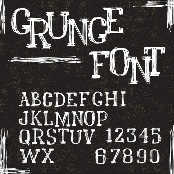 Grunge-Alphabet Buchstaben und Zahlen. Vektor — Stockvektor