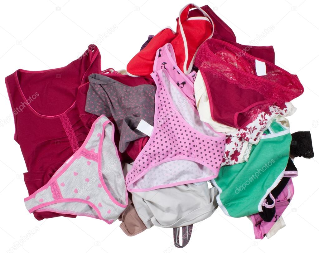 Lots of colorful lingerie isolated on white