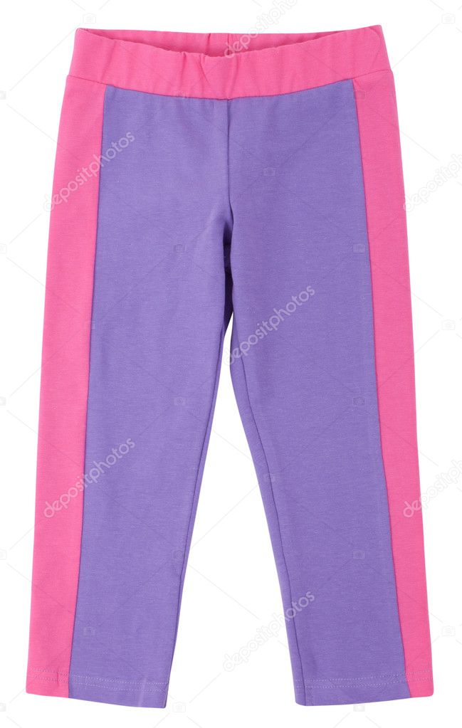 Purple-pink sweatpants isolated on white