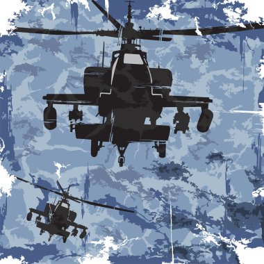 Helikopter ile ordu grunge arka plan. vektör