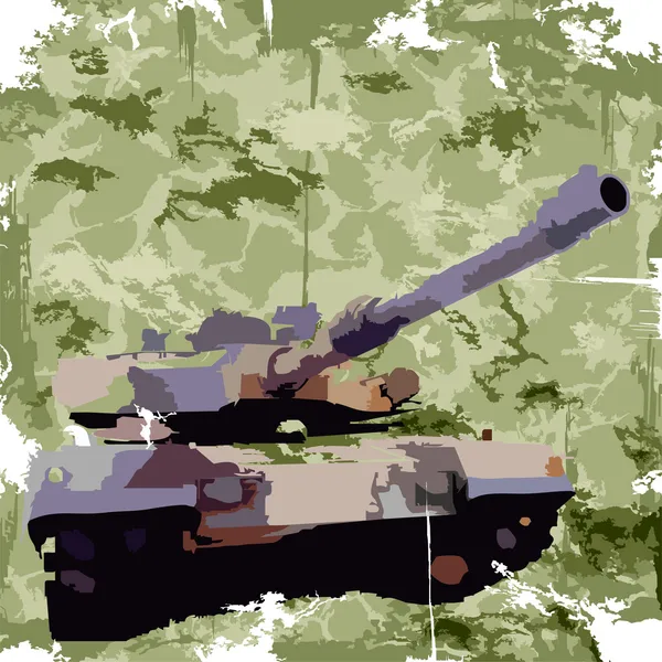 Fondo del ejército con tanque. Impresión de ropa. Vector — Vector de stock