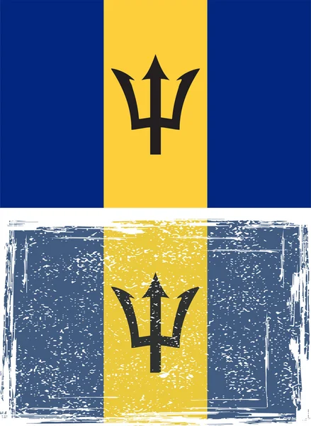Barbados flagga som grunge. vektor illustration — Stock vektor