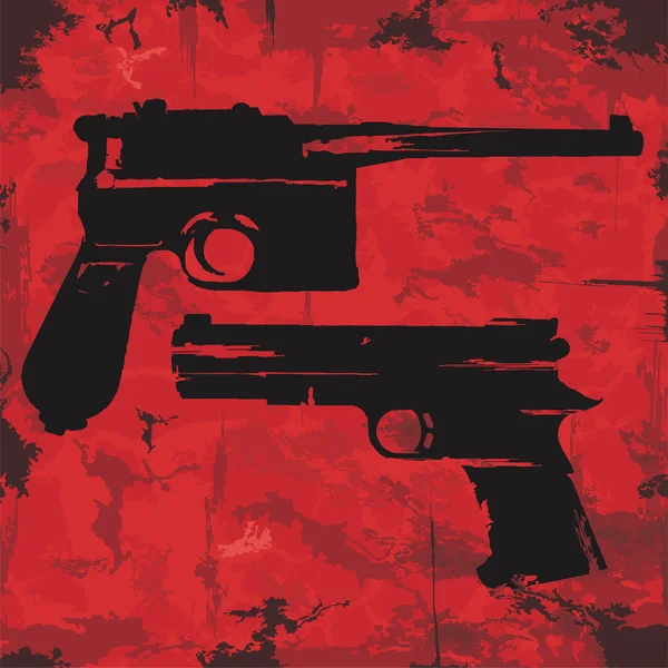 Diseño gráfico de pistolas grunge vintage. Vector — Archivo Imágenes Vectoriales