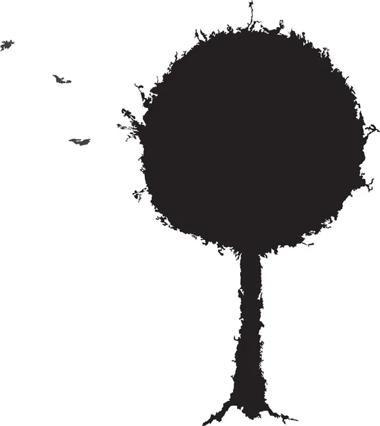 Silueta grunge árbol negro — Vector de stock