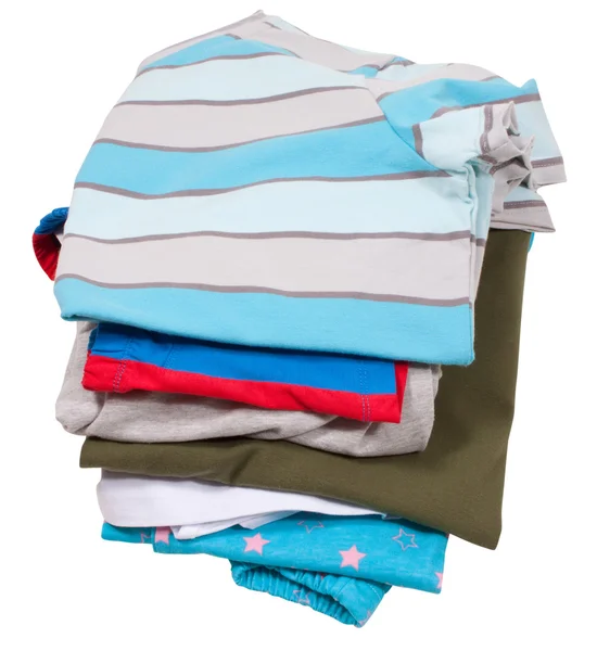 Rodinná prádelna hromadu izolované na bílém — Stock fotografie
