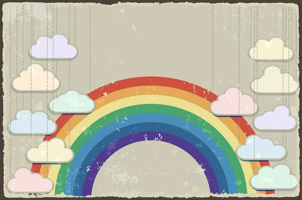 Vintage grunge background with rainbow. Vector — Stock Vector