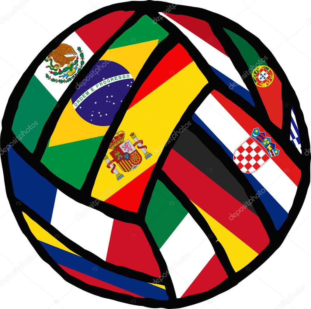 Football soccer ball made of flags. Vector