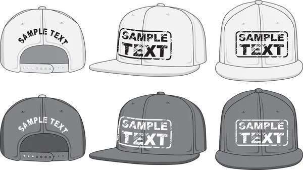 Rap cap, vista frontal, trasera y lateral. Vector — Vector de stock