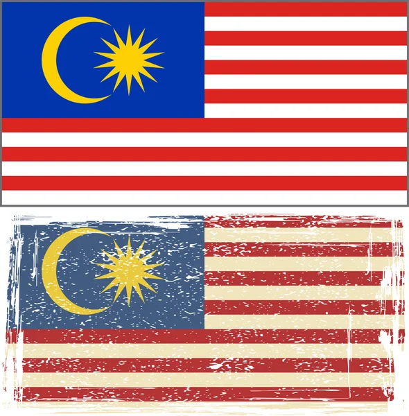 Malaysiska grunge flagga. vektor illustration — Stock vektor