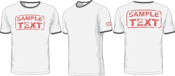 Vorder-, Rück- und Seitenansichten von T-Shirts. Vektor — Stockvektor