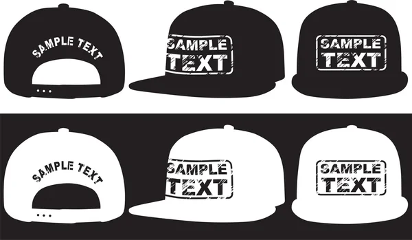 Rap cap, frontale, vista posteriore e laterale. Vector — Stockvector