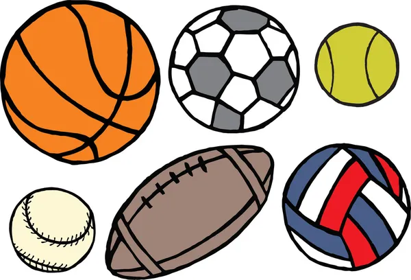 Conjunto de diferentes pelotas deportivas. Vector — Vector de stock