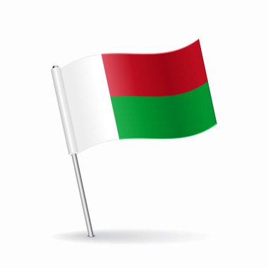 Madagaskar bayrak haritası işaretleyici düzeni. Vektör illüstrasyonu.