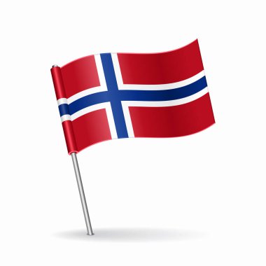 Norveç bayrak haritası işaretleyici düzeni. Vektör illüstrasyonu.