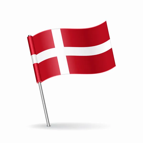 Danish flag map pointer layout. Vector illustration. — Stock Vector