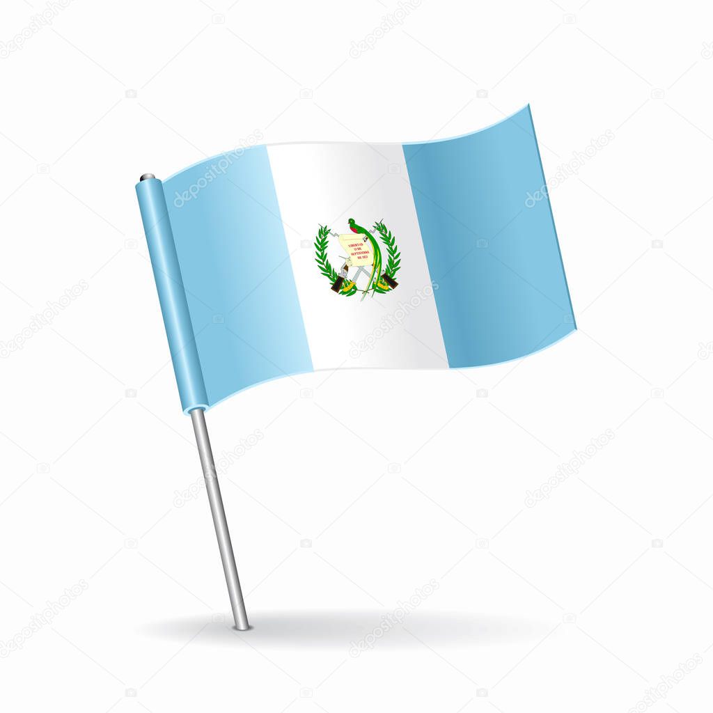 Guatemalan flag map pointer layout. Vector illustration.