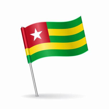 Togo bayrak haritası işaretleyici düzeni. Vektör illüstrasyonu.
